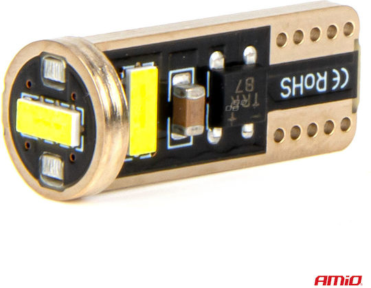AMiO Λάμπες Αυτοκινήτου W5W Canbus LED 6000K Ψυχρό Λευκό 12-24V