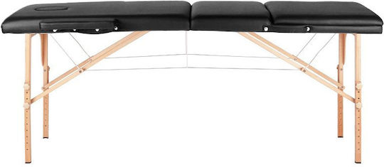 Salon Tech Wooden Folding Black Massage and Physiotherapy Bed