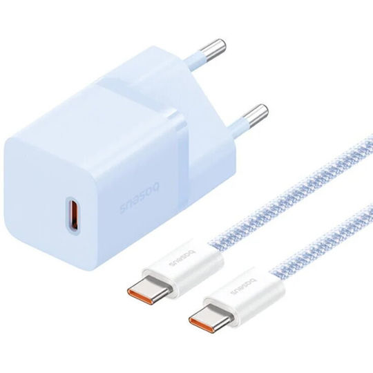 Baseus Încărcător GaN cu Port USB-C și Cablu USB-C 30W Galaxy Blue (P10110902313-00)