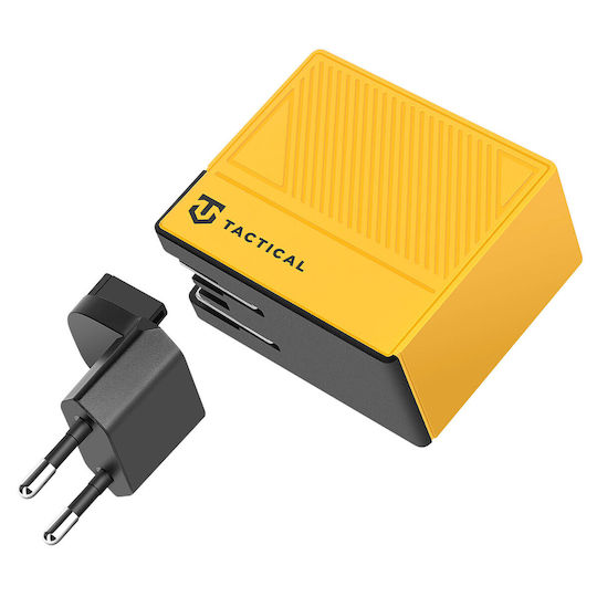 Tactical Medical Solutions Wireless Charger GaN With USB-A Port And 2 USB-C Ports 100W Power Delivery Quick Charge 3.0 Yellow Nett Warrior Gan