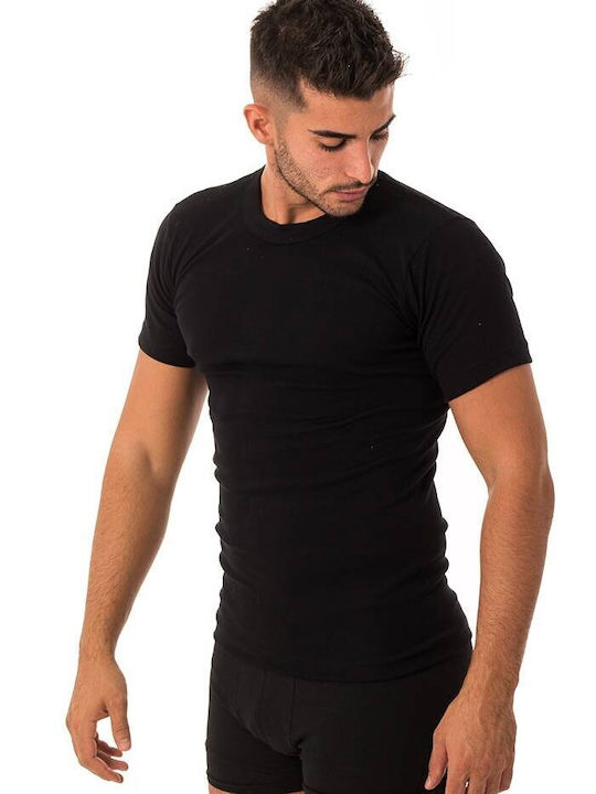 Tricou de Corp pentru Bărbați cu Mânecă Scurtă în Culoare Neagră