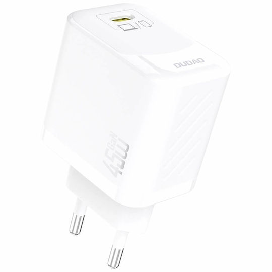 Dudao Ladegerät mit integriertem Kabel GaN mit USB-C Anschluss 45W Stromlieferung Weißs (A28)