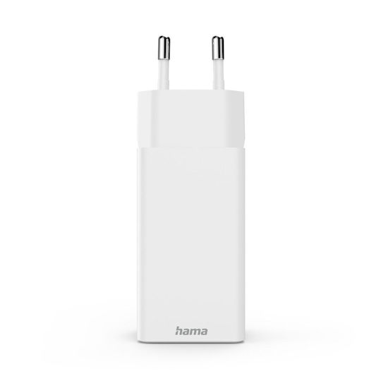 HAMA Зарядно без кабел GaN с USB-A порт и 2 USB-C порта 65W Power Delivery Бял (00201996)