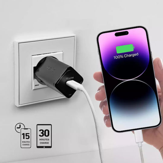 SBS Incarcator Fără Fir GaN Cu Port USB-C 65W Livrarea Energiei Negru (TRGAN1C65W)