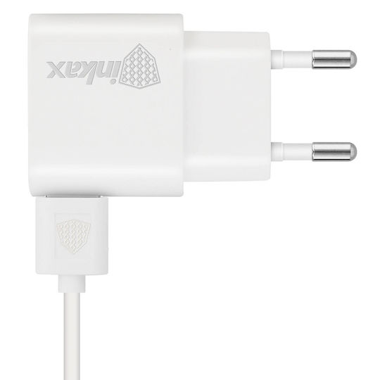 Inkax Ladegerät mit USB-A Anschluss und Kabel Micro-USB Weißs (CD-08)