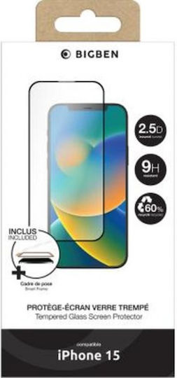 Bigben Connected Screen Protector Iphone 15 Oleophobic 2.5d Smartframe Transparent