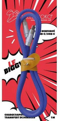 Yello Koko USB Typ-C USB Typ-C Verstärktes Kabel Biggy Modell 1m Reversibler Anschluss Blauer