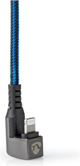 Nedis Lightning USB-A Плетен Кабел 1м 180° Конектор Игра Син