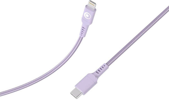 Bigben Connected Charging Transfer Cable Usb-c Lightning 3a Power Delivery 60w 1.2m Purple