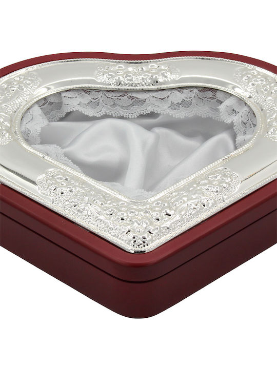 Keskor Heart Tabletop Heart Shaped Wedding Crown Case Silver Plated Silver 23x25.5cm
