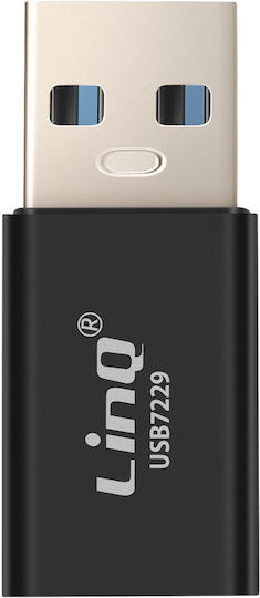 Linq Adaptor Usb-c La Usb-a Masculin Încărcare Transfer 10gbps Compact Negru