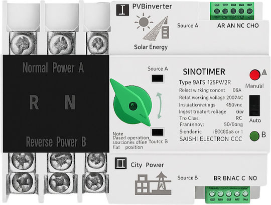 Sinotimer Διπολικός Μεταγωγικός Διακόπτης Ράγας 220V 125A