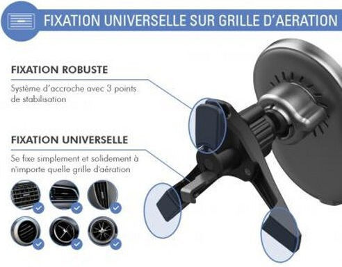 Force Power Car Charger Air Vent Compatible Magsafe 15w Black