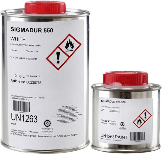 Sigmadur 550 Marine Polyurethanfarbe Yachten Boote Rümpfe Weiße 1 L