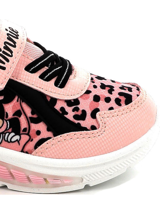 Minnie Παιδικά Sneakers με Σκρατς & Φωτάκια Ροζ