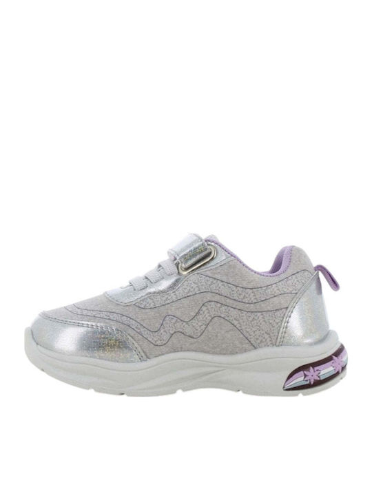 Frozen Παιδικά Sneakers με Σκρατς & Φωτάκια Ασημί