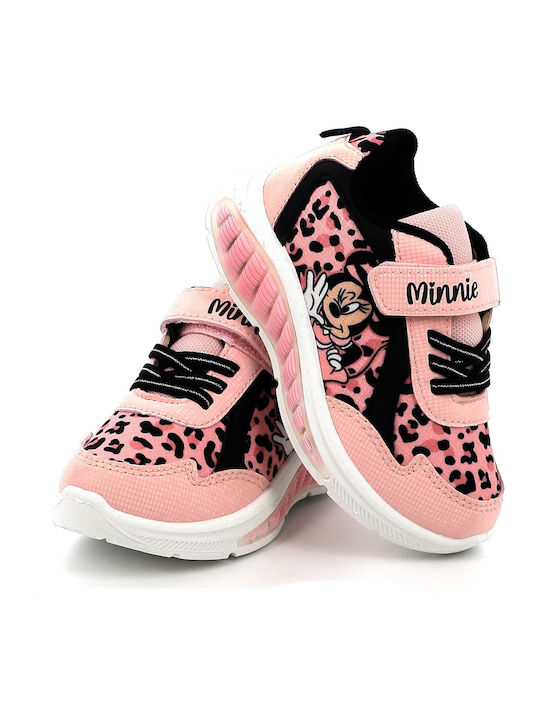 Minnie Παιδικά Sneakers με Σκρατς & Φωτάκια Ροζ