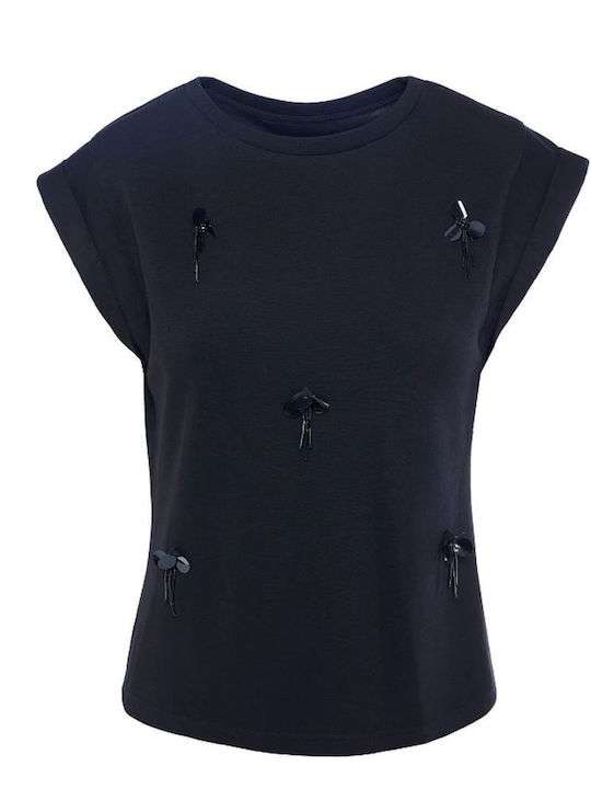 Damen Bluse Kurzärmelig Black