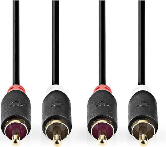 Nedis Audio Cable Double Rca Male To Double Rca Male 0,5m Charcoal-grey