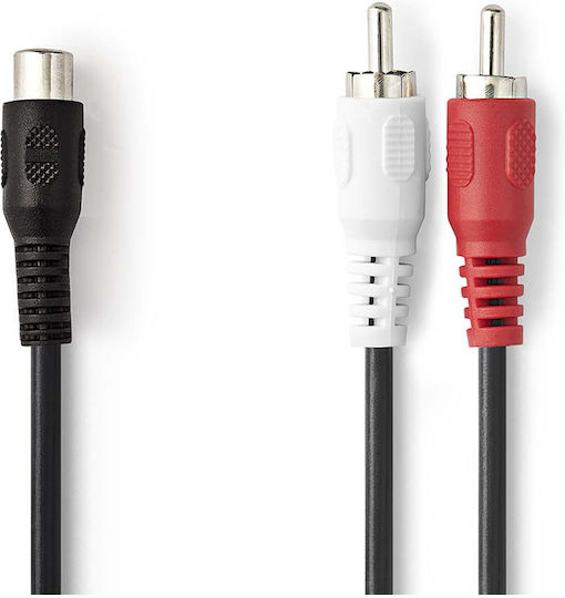 Nedis Stereo Audio Cable 2 RCA Male to RCA Female 0.20m Stable Sound Black