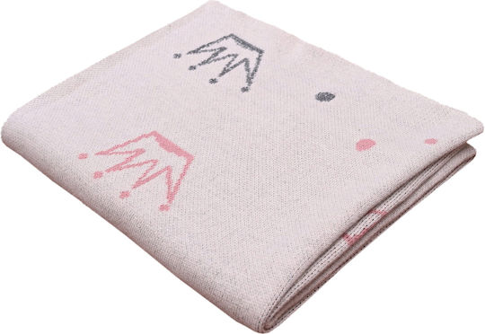 Liolios Home Blanket Nursery Swaddling Blankets Crown Cotton Beige 80x100cm