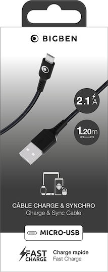 Bigben Connected Cablu De Încărcare Și Date Usb-a La Micro-usb 10.5w 2.1a 1.2m Negru