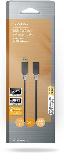 Nedis Cablu Usb 3.2 Gen 1 Usb-a Tată La Usb-a Mamă 5 Gbps 2m Negru