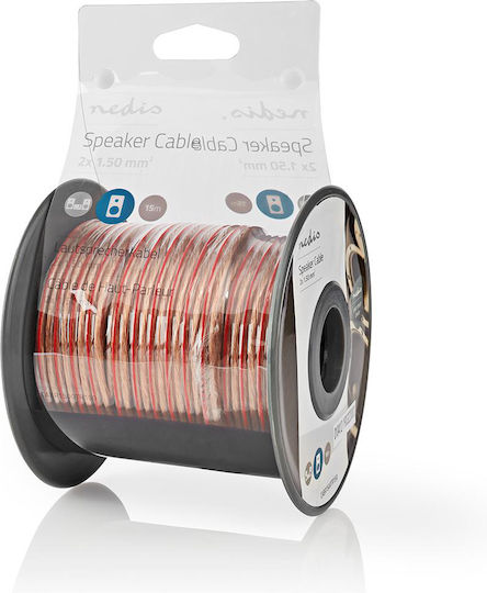 Nedis Cablu Rotund Difuzor Conductori Dubli 1,50mm2 Pe Rolă 15m Transparent