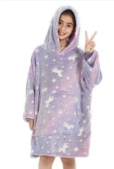 Κουβέρτα Fleece Φωσφορίζουσα Μωβ 160εκ.