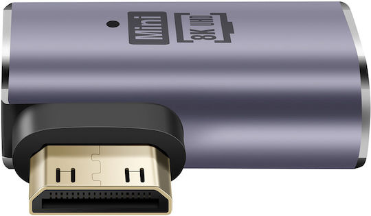 Linq 8k Uhd Hdmi Female To Mini Hdmi Male Right Angle Video Adapter Grey
