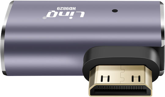 Linq 8k Uhd Hdmi Weiblich Zu Mini Hdmi Männlich Links Winkel Video Adapter Grau