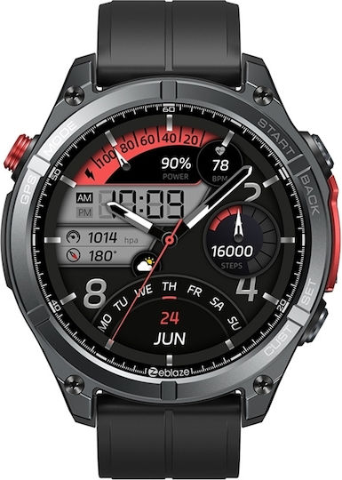 Zeblaze Stratos 4 Stainless Steel 49mm Waterproof Smartwatch with Heart Rate Monitor Black M/L