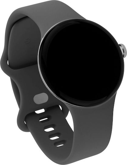 Google Pixel Watch Stainless Steel 41mm with Heart Rate Monitor (Polished Silver case/Charcoal Active band)