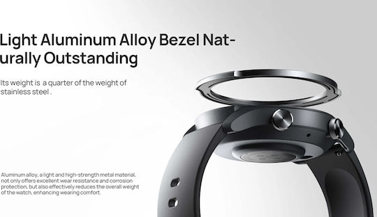 Mibro A3 Aluminium 45mm Smartwatch με Παλμογράφο (Μαύρο)