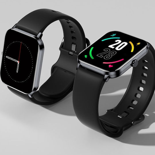 QCY GTC 46mm Smartwatch με Παλμογράφο (Μαύρο)