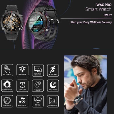iXchange SW-07 Smartwatch με Παλμογράφο (Μαύρο)
