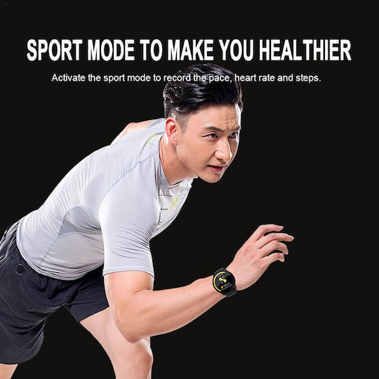 Brățară Fitness Smartwatch Ecran Complet 68 Brățară din Silicon Monitorizare Ritm Cardiac Monitorizare Somn Tensiune Arterială Notificări Apeluri Fb Sms Rezistent la Apă Ip67 Ecran Tactil Complet 1.23 Negru