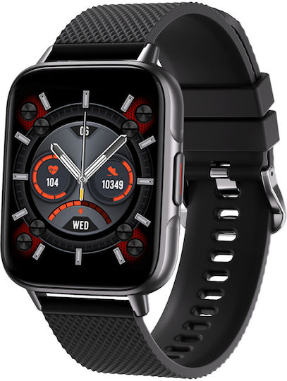 Smartwatch Idealstore Upbest23 Apple Bluetooth Difuzor Încorporat Microfon Asistent Vocal NFC Multi-sport Monitorizare Ritm Cardiac Oxigen Termometru Ecran HD Sticlă Curbată Blocare cu Parolă Baterie 200mAh Culoare Negru