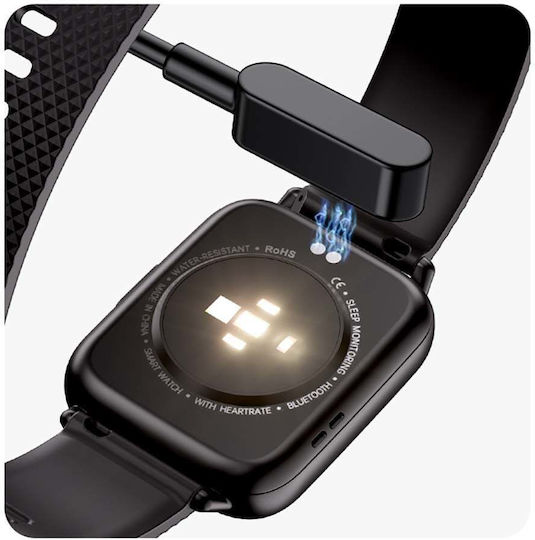 Smartwatch Idealstore Upbest23 Apple Bluetooth Difuzor Încorporat Microfon Asistent Vocal NFC Multi-sport Monitorizare Ritm Cardiac Oxigen Termometru Ecran HD Sticlă Curbată Blocare cu Parolă Baterie 200mAh Culoare Negru