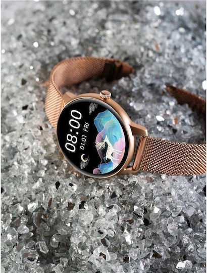 Oromed Oro Lady Stainless Steel 43mm Smartwatch with Heart Rate Monitor (Gold)