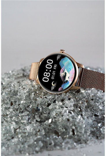 Oromed Oro Lady Stainless Steel 43mm Smartwatch with Heart Rate Monitor (Gold)