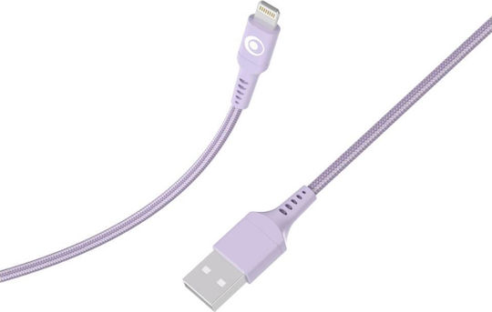 Bigben Connected Usb-a/lightning 2.4a Fastcharge 12w 1.2m Charging Transfer Cable Purple