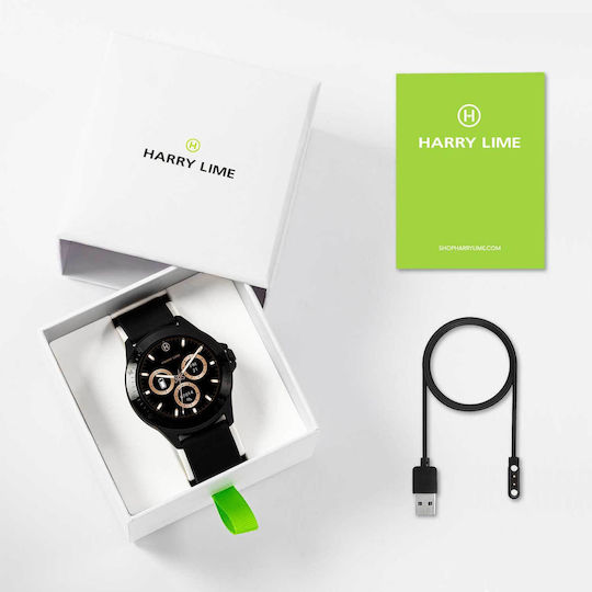 Harry Lime HA07 Aluminium 46mm Smartwatch με Παλμογράφο (Black)