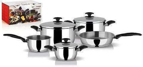 Pyramis Gourmet Kochgeschirr-Set aus Rostfreiem Stahl Silber 5 Teile