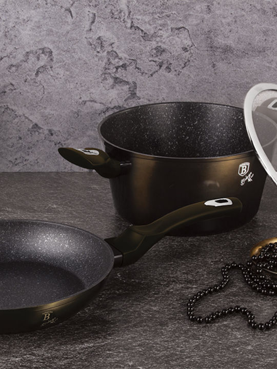Berlinger Haus Shiny Black Edition Cookware Set of Aluminum with Stone Coating Black 5pcs