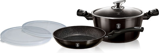 Berlinger Haus Shiny Black Edition Σετ Μαγειρικά Σκεύη από Αλουμίνιο Μαύρα με Επίστρωση από Πέτρα 2τμχ