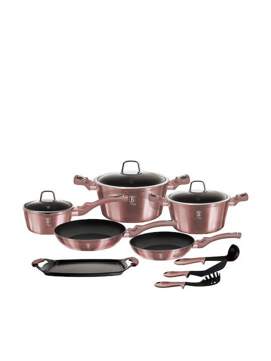 Berlinger Haus i-Rose Collection Cookware Set of Aluminum with Non-stick Coating Pink 12pcs