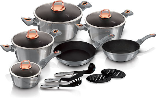 Berlinger Haus Moonlight Collection Kochgeschirr-Set aus Aluminium Grau mit Antihaftbeschichtung 6-tlg