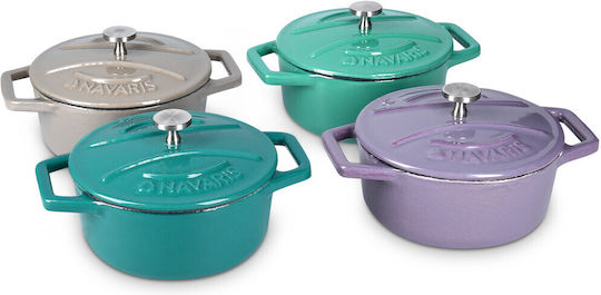 Navaris Mini Cast Aluminum Colored Pots Set 4 Pieces