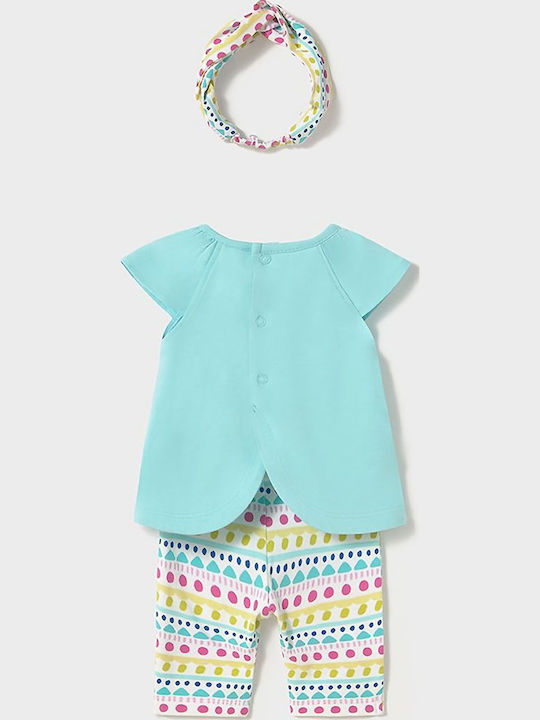 Kids' Set with Leggings Summer 3pcs Blue Mermaid Set
